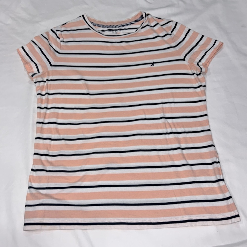 Nautica Women’s Sailor Striped Multi-Color Tee size Medium - 1043